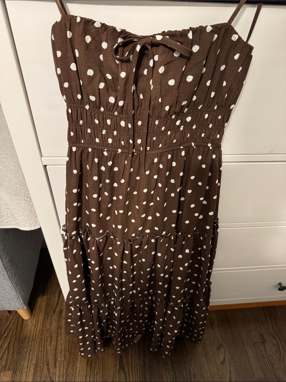 Brown Polka Dot Tiered Sundress - Women's Sleeveless Dress